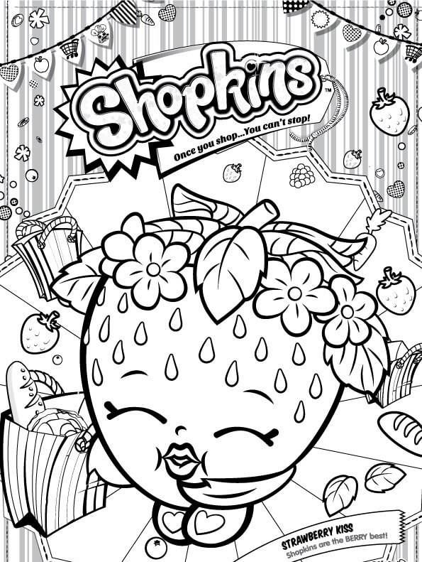Shopkins Coloring Pages Strawberry Kiss